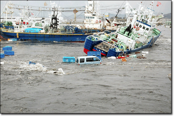 2011 Japan boats carried by tsunami